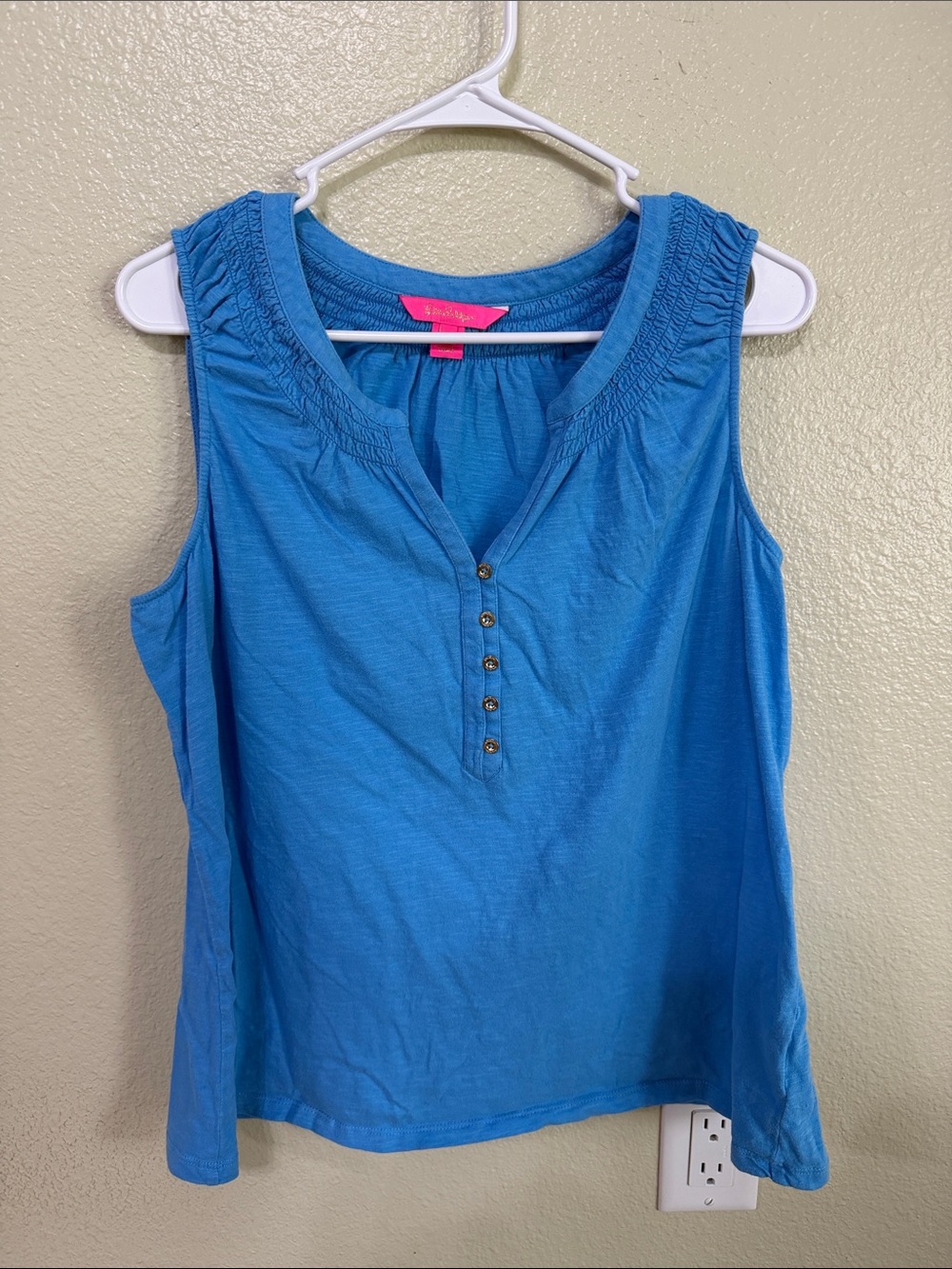 Lilly Pulitzer Blue Sleeveless Henley Tank